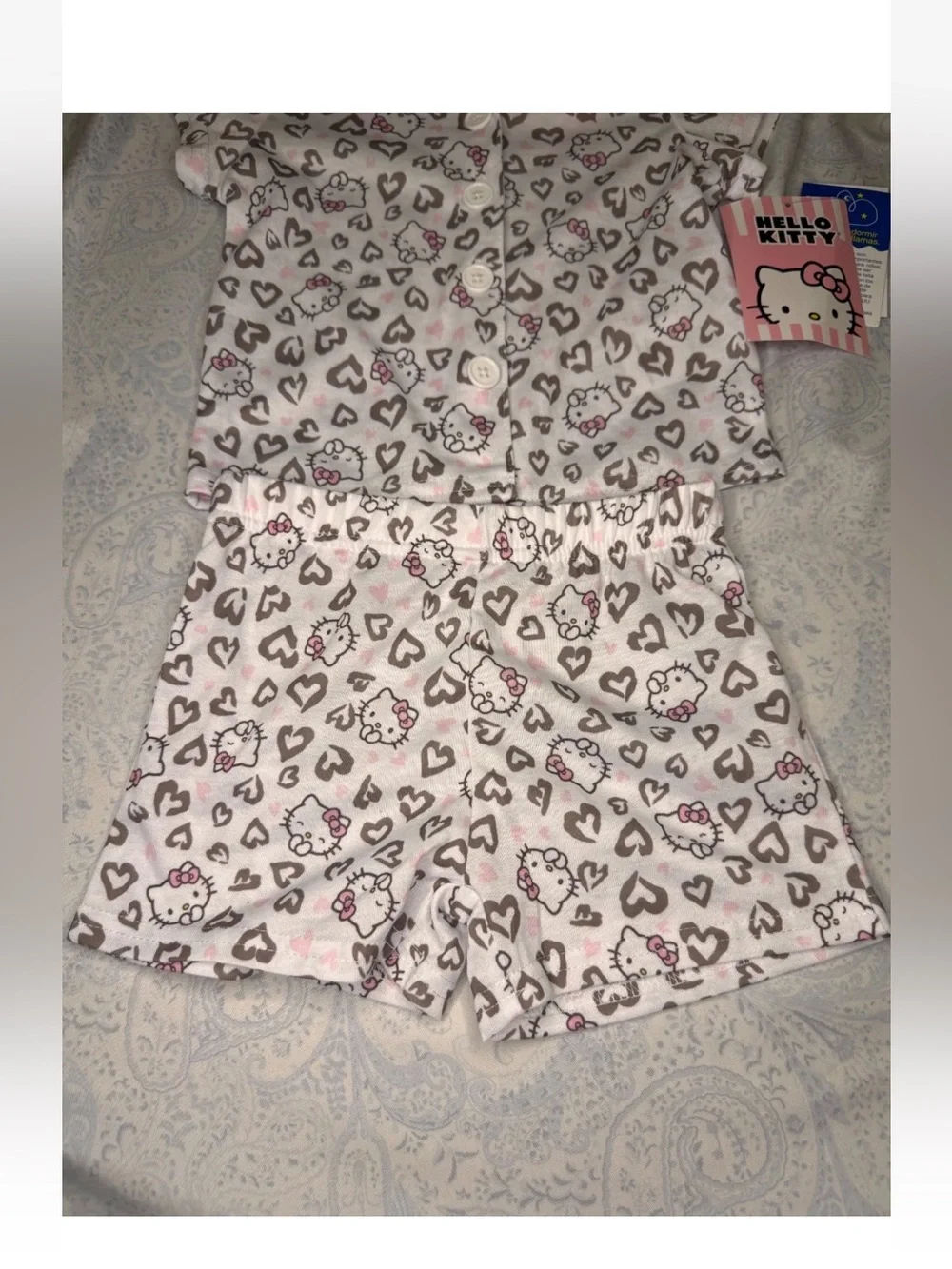 Hello Kitty Heart Infant 2 piece button down shorts set